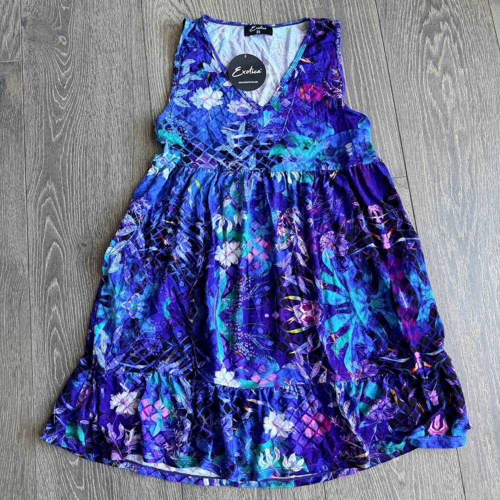 Exotica ExoticAthletica Tropical Floral Babydoll Mini Dress